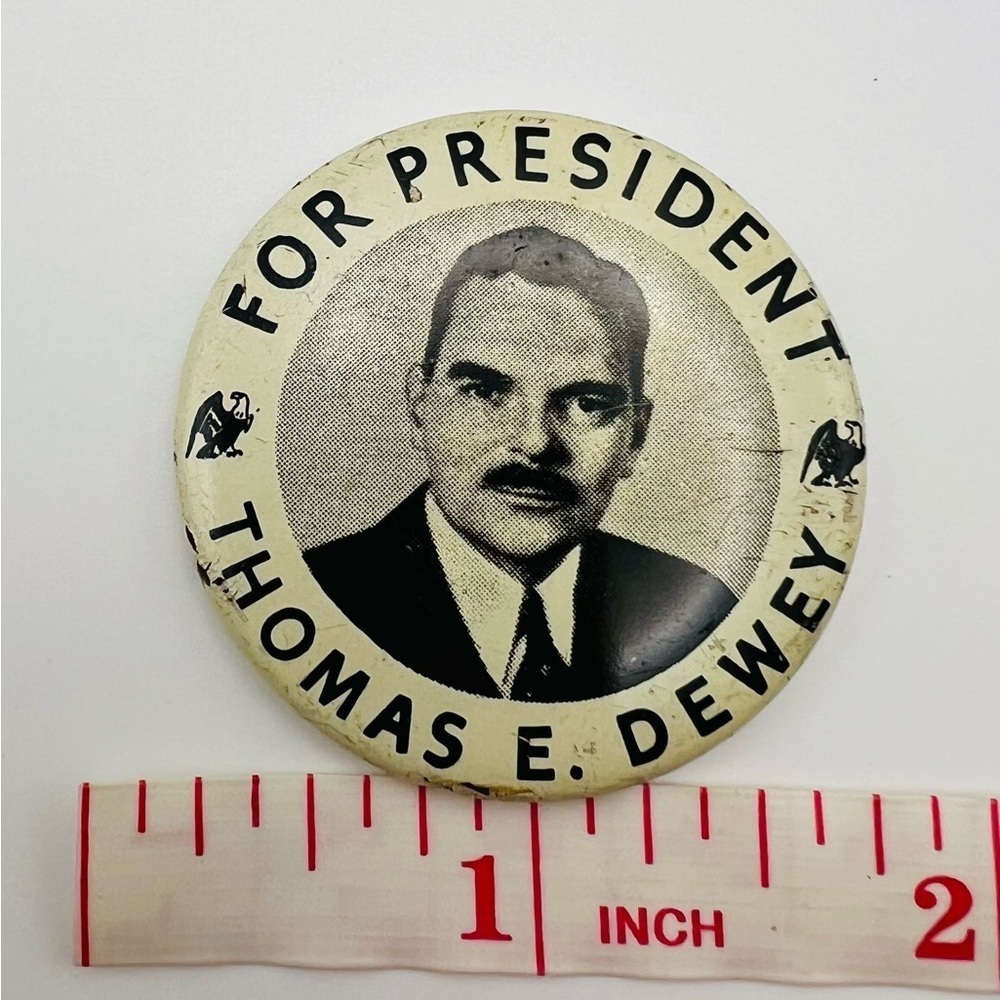 1944 Thomas E. Dewey For President Pinback Button 1.75” Original - Picture 3 of 3